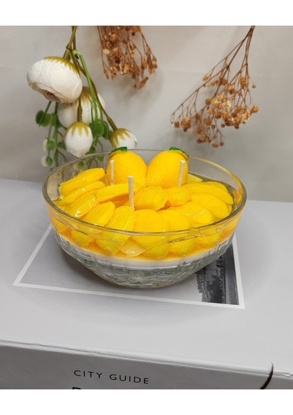 Limon Kase Dekoratif Kokulu Mum Doğal Soya Wax fırsatları