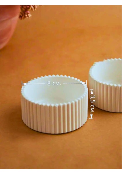 Çizgili Beton Tealight Mumluk 2’li Set – Modern El Yapımı Dekoratif Mumluk fiyatları