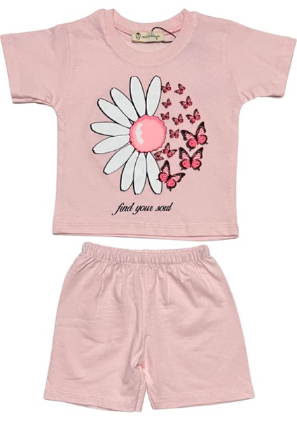 Papatya Baskılı Tshirt Şort Takım