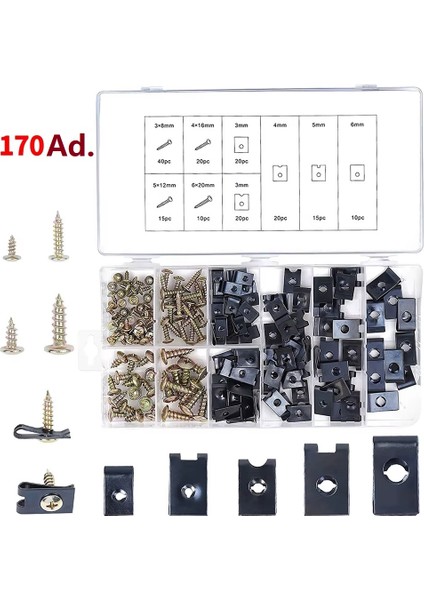 170 Adet Otomobil Vidalı Klips Seti Kutulu