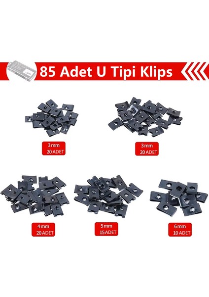 170 Adet Otomobil Vidalı Klips Seti Kutulu
