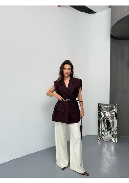 Premium Kalite Kemerli Oversize Kesim Vatkalı Blazer Yelek indirimleri