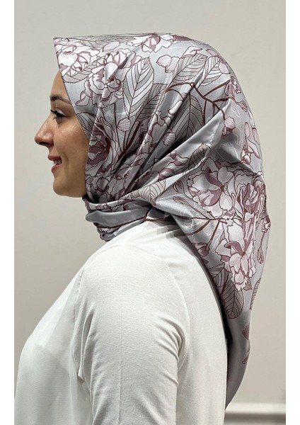 Ipekevi Desenli Eşarp 1202 Gümüş