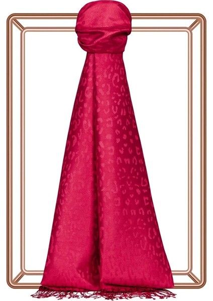 Ipekevi Leopar Jakar Desenli Ipek Şal 05784 Fuşya