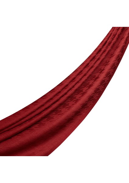Ipekevi Kaz Ayağı Desenli Yün Ipek Şal 05677 Bordo