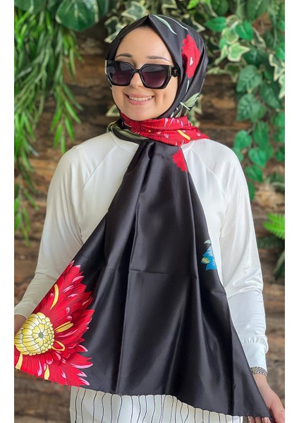 Siona Desenli Ipek Şal 08022 Siyah