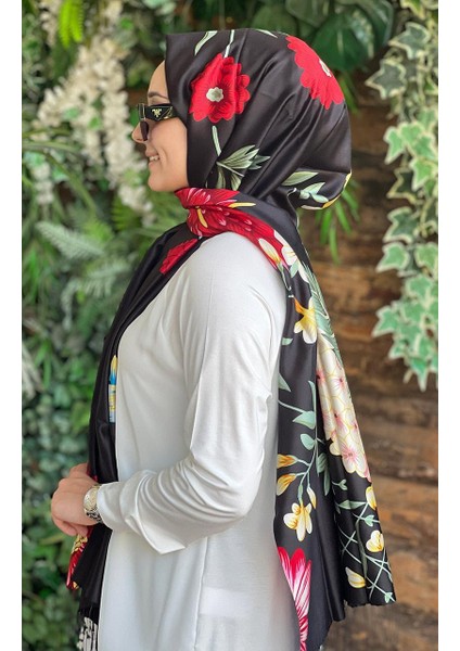 Siona Desenli Ipek Şal 08022 Siyah fırsatları