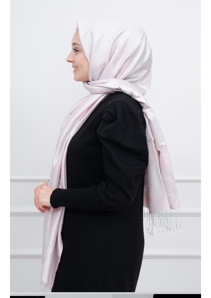 Ipekevi Düşes Simli Şal 4089 Ortanca Pembesi