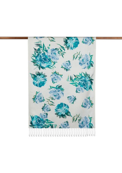 Camellia Desenli Ipek Şal 07801 Inci Beyazı