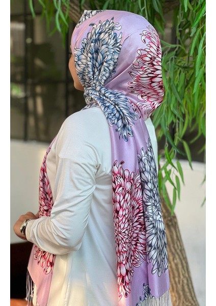 Yıldız Çiçeği Desenli Ipek Şal 08028 Leylak fiyatları