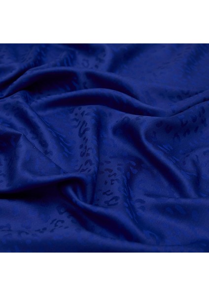 Ipekevi Leopar Jakar Desenli Ipek Şal 05784 Saks Mavi
