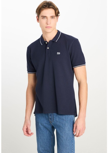 Erkek Regular Fit Polo T-Shirt Navy
