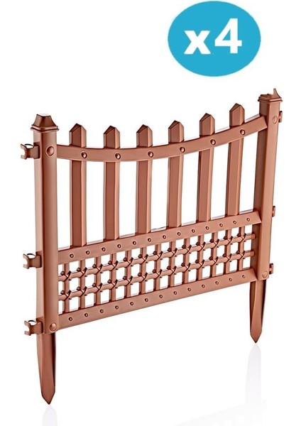 SY-5998 Elite Plastik Dekoratif Bahçe Çiti 4'lü Set 60X55 cm Kahverengi