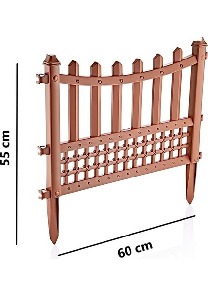 SY-5998 Elite Plastik Dekoratif Bahçe Çiti 4'lü Set 60X55 cm Kahverengi