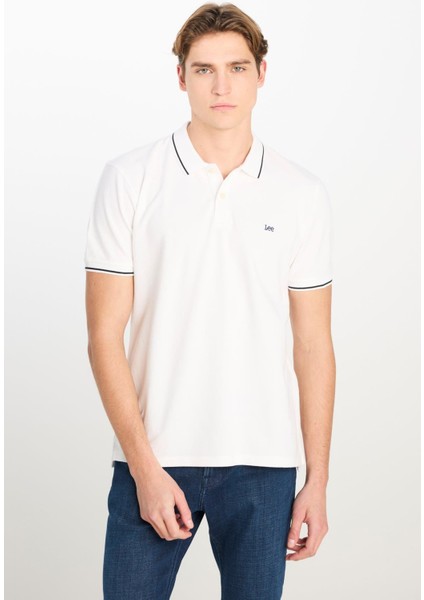 Erkek Regular Fit Polo T-Shirt Bright White