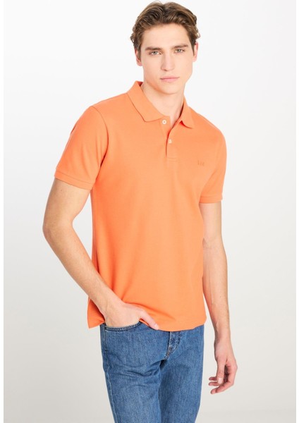 Erkek Regular Fit Polo T-Shirt Orange