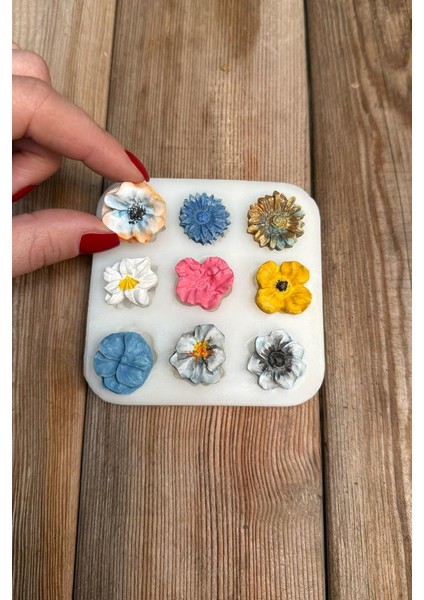Çiçek Süsleme Set 1 Dokuzlu Silikon Mum Kalıbı