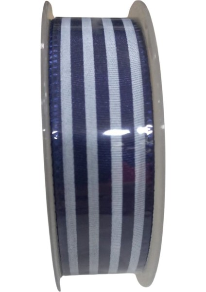 Tafta Çizgi Des Kurdele 25 mm Lacivert 1 Metre
