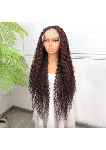 Afro Dalga Çikolata Kahve Fiber Sentetik Tül Peruk