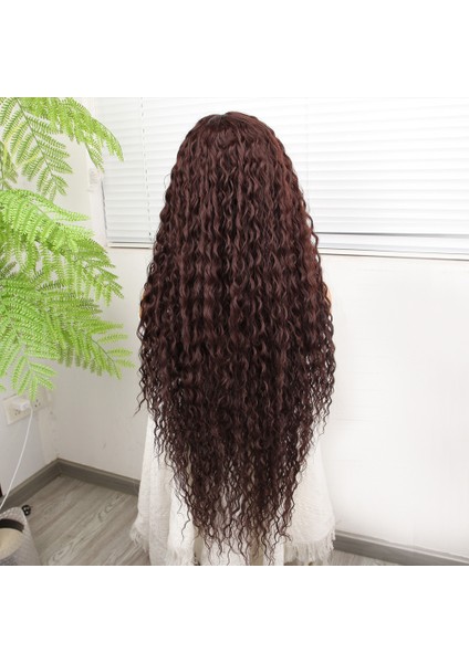 Afro Dalga Çikolata Kahve Fiber Sentetik Tül Peruk