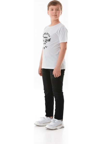 %100 Pamuk Athletic Yazı Baskılı Erkek Çocuk Tişört fırsatları