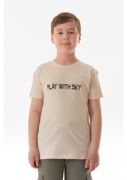 %100 Pamuk Play With Sky Baskılı Erkek Çocuk Tişört