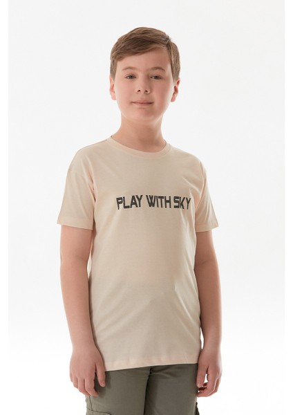 %100 Pamuk Play With Sky Baskılı Erkek Çocuk Tişört modelleri