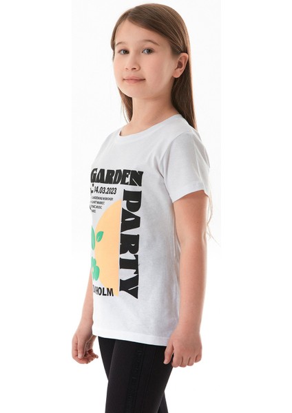 %100 Pamuk Slogan Baskılı Kız Çocuk Tişört