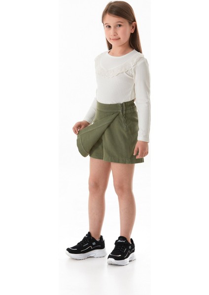 %100 Pamuk Beli Lastikli Fermuarlı Kız Çocuk Şort Etek modelleri