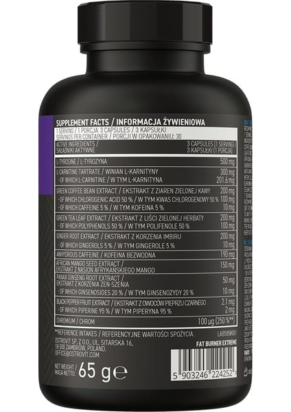 Fat Burner+L-Carnitine Extreme 90 Capsules fiyatları