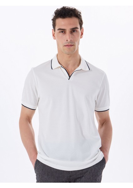 Düz Kırık Beyaz Erkek Polo T-Shirt F5SM-TST 2742