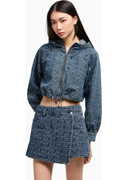 Yüksek Bel Normal Mavi Kadın Denim Şort XW000555