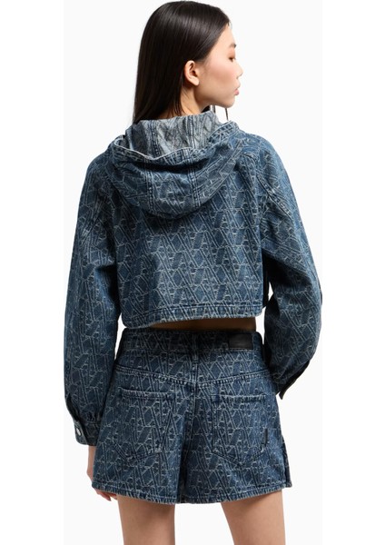 Yüksek Bel Normal Mavi Kadın Denim Şort XW000555