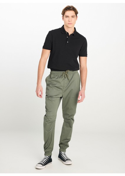 Lastikli Bel Lastikli Paça Haki Erkek Pantolon MLM04008801 Jogger Pantolon