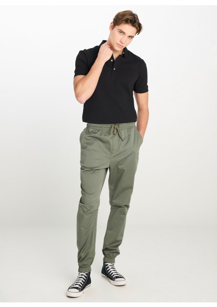 Lastikli Bel Lastikli Paça Haki Erkek Pantolon MLM04008801 Jogger Pantolon fırsatları