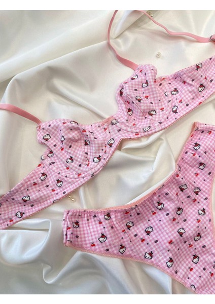 Pembe Hello Kıtty Pamuklu Sütyen Takımı