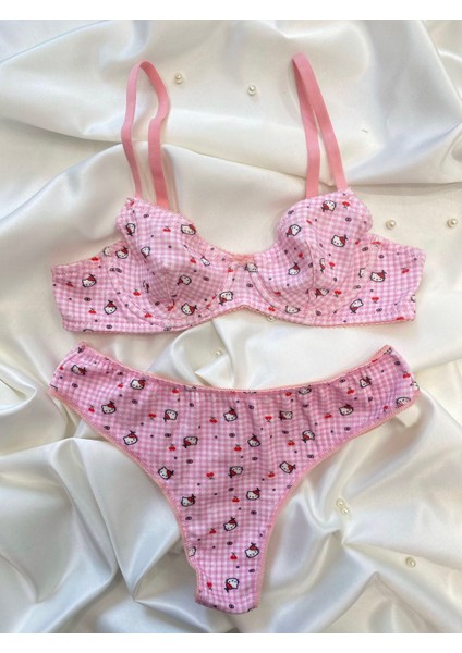 Pembe Hello Kıtty Pamuklu Sütyen Takımı