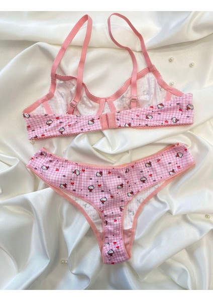 Pembe Hello Kıtty Pamuklu Sütyen Takımı