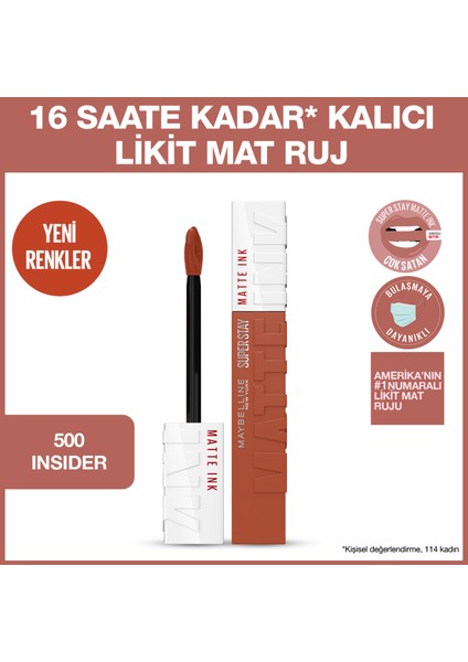 Super Stay Matte Ink Likit Mat Ruj - 500 Insider