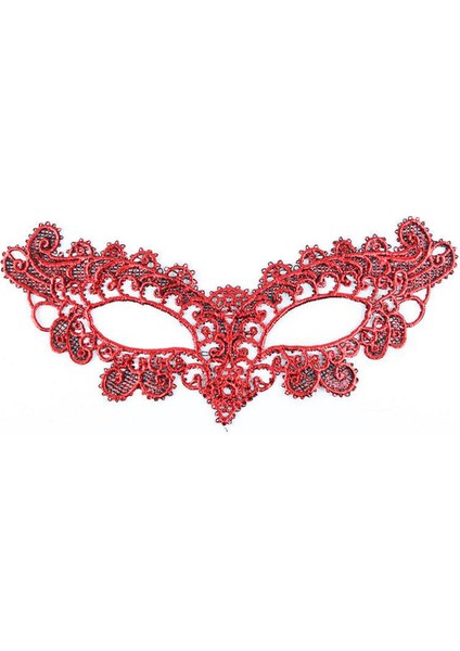 Kırmızı Dantel Masquerade Maskesi 6 No