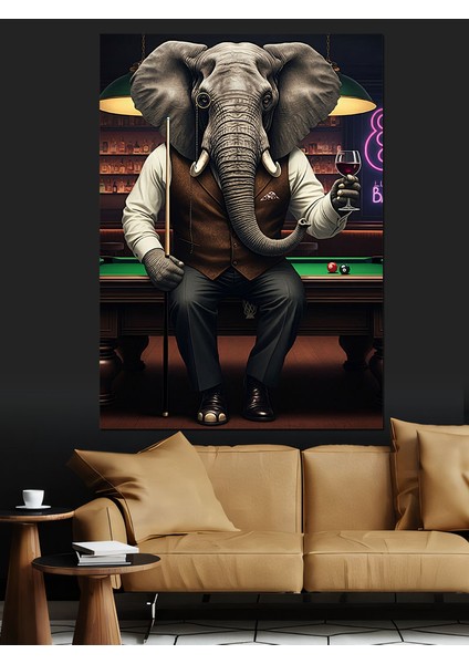 Bilardo Fil Dekoratif Kanvas - Mdf Ahşap Tablo