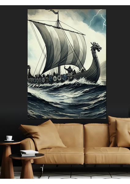 Viking Gemisi Dekoratif Kanvas - Mdf Ahşap Tablo modelleri
