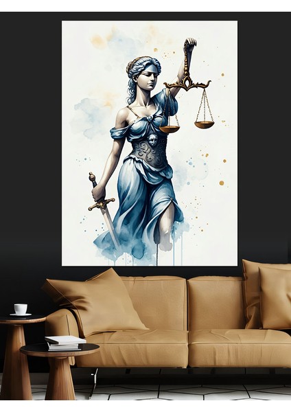 Adalet Tanrıçası Dekoratif Kanvas - Mdf Ahşap Tablo
