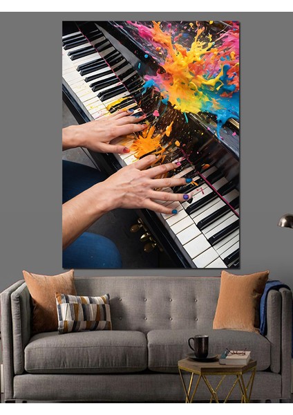 Piyanist Eller Dekoratif Kanvas - Mdf Ahşap Tablo