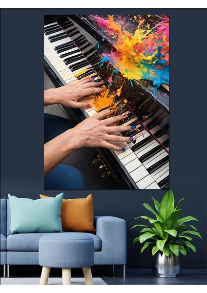 Piyanist Eller Dekoratif Kanvas - Mdf Ahşap Tablo fiyatları