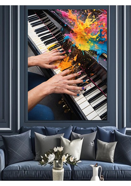 Piyanist Eller Dekoratif Kanvas - Mdf Ahşap Tablo fırsatları