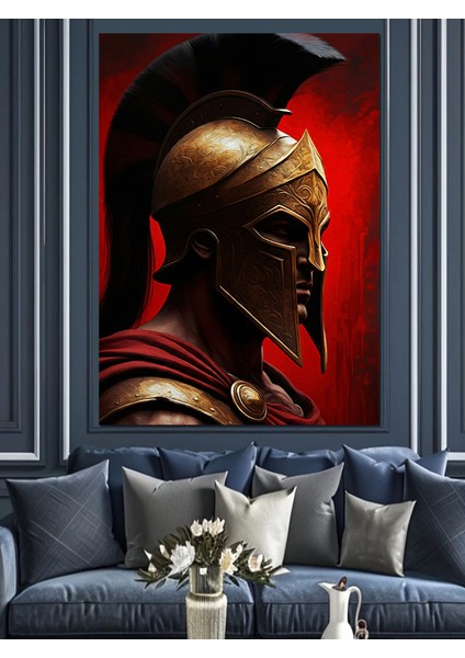 Spartalı Asker Dekoratif Kanvas - Mdf Ahşap Tablo