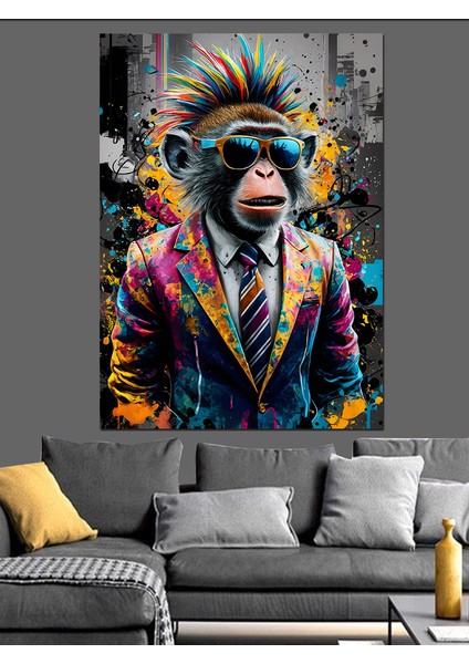 Renkli Maymun Dekoratif Kanvas - Mdf Ahşap Tablo modelleri