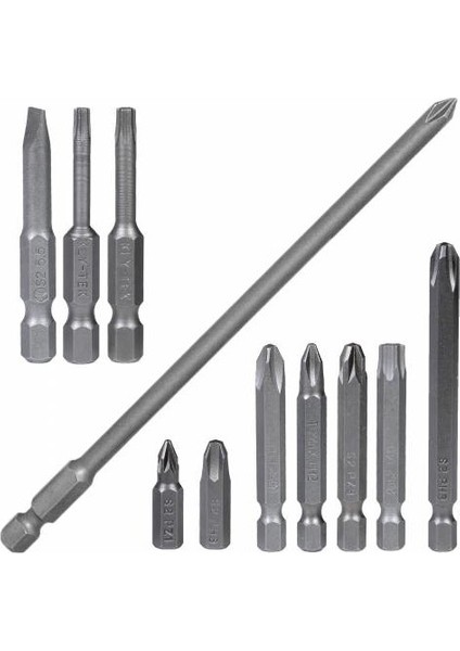 11'li Bits Uç Seti Vidalama Uçları Düz Yıldız Torx
