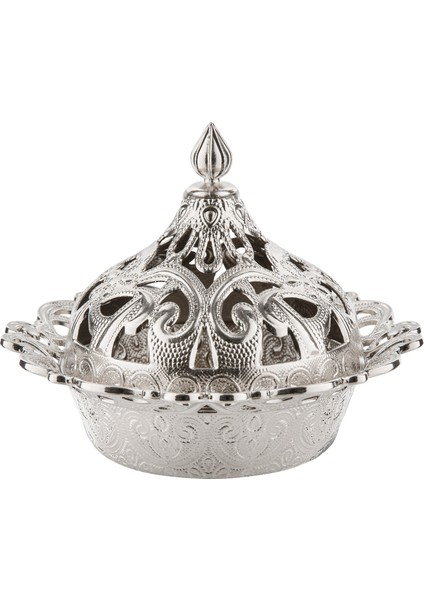 6 Adet Motif Işlemeli Yuvarlak Metal Lokumluk (356-6)